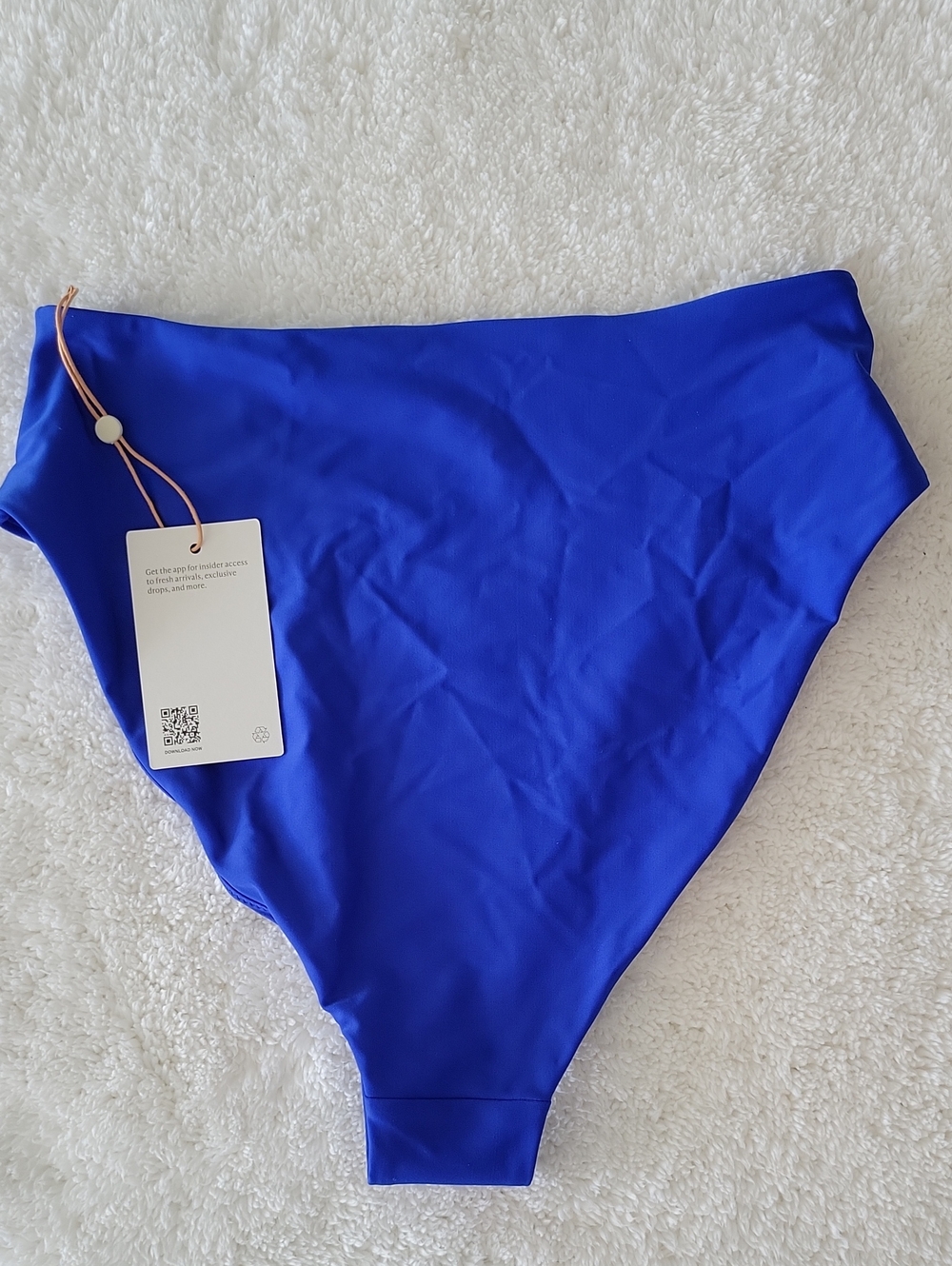 Quince Italian High Waist High Leg Bikini Bottom In Royal Blue Medium NWT - Picture 7 of 8